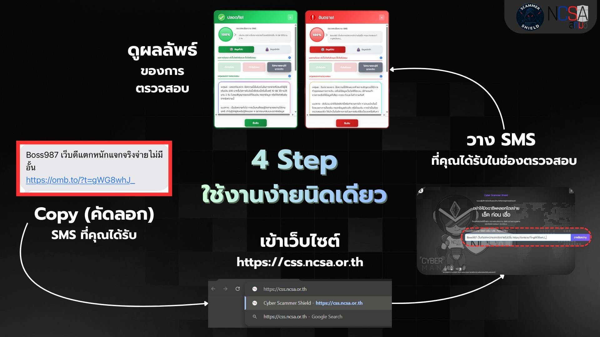 คู่มือการใช้งานเว็บไซต์ Cyber Scammer Shield